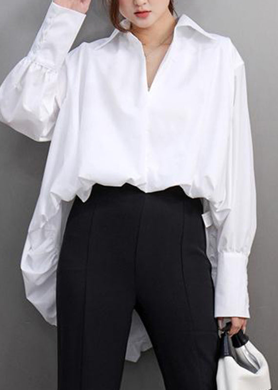 White Peter Pan Collar Shirt Lantern Sleeve