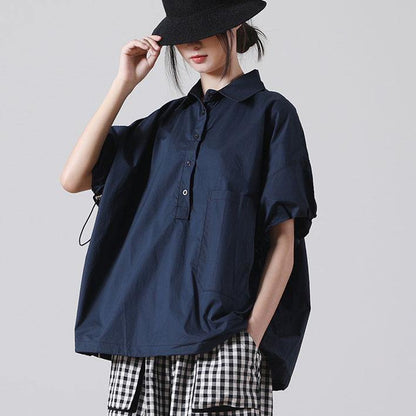 Fitted Army Green Peter Pan Collar Blouse Top Short Sleeve