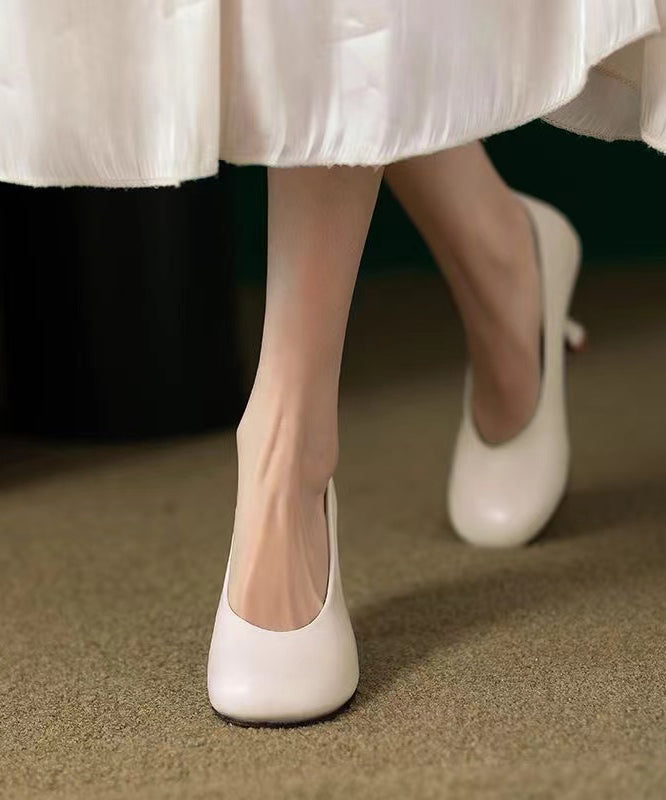 Beige Comfy Faux Leather High Heels