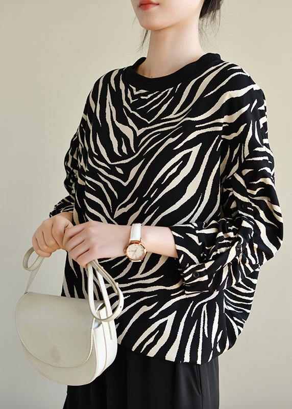 Black Striped Striped Spring Blouses