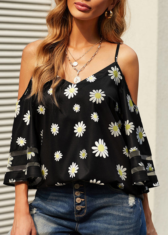Leopard V Neck Print Vest Flare Sleeve