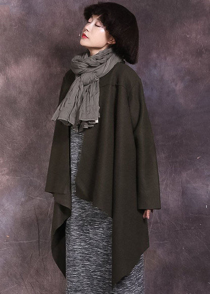 Fitted Tea Green Asymmetrical Coat Spring