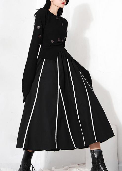 Natural Black Pockets High Waista Line Skirt Summer