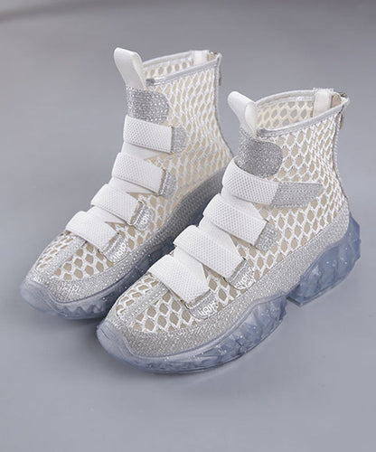 Diy Silk Tulle Splicing Cross Strap Boots