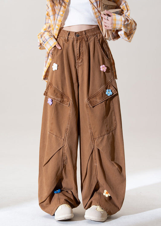 Italian Coffee Pockets Denim Straight Pants Fall
