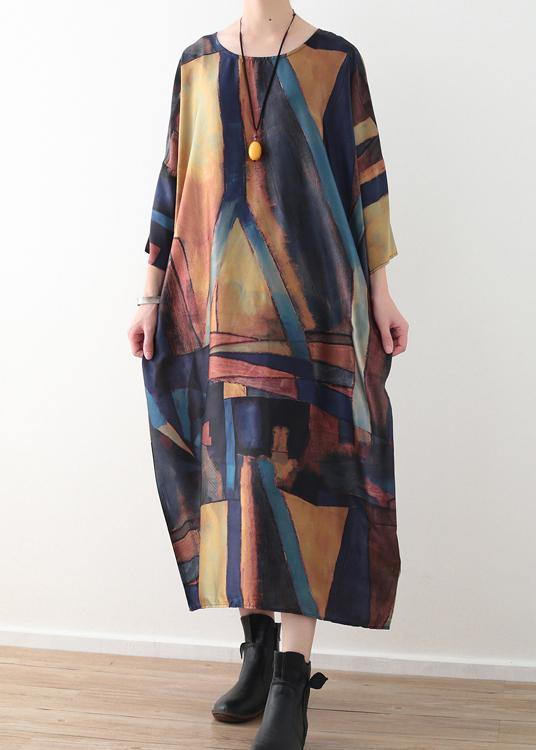 Spring Simple Yellow Blue Bat Sleeve Dress