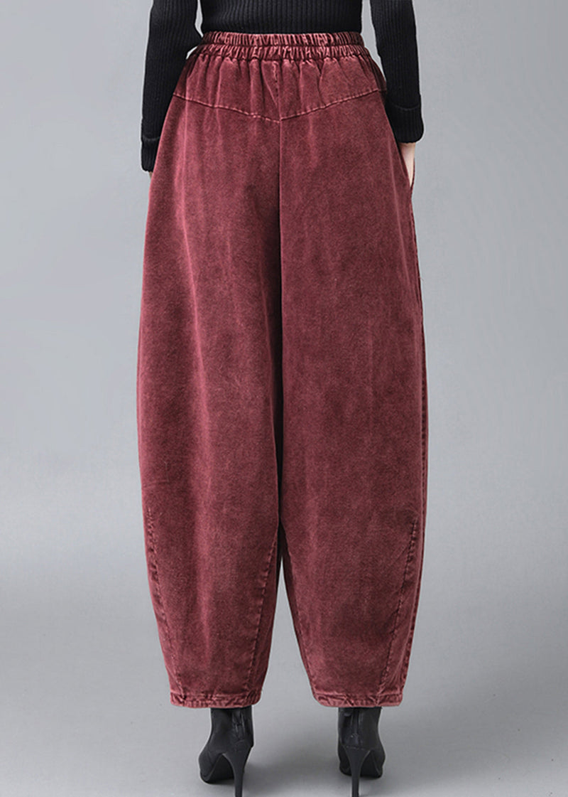 Mulberry Wrinkled Pockets Corduroy Lantern Pants Fall