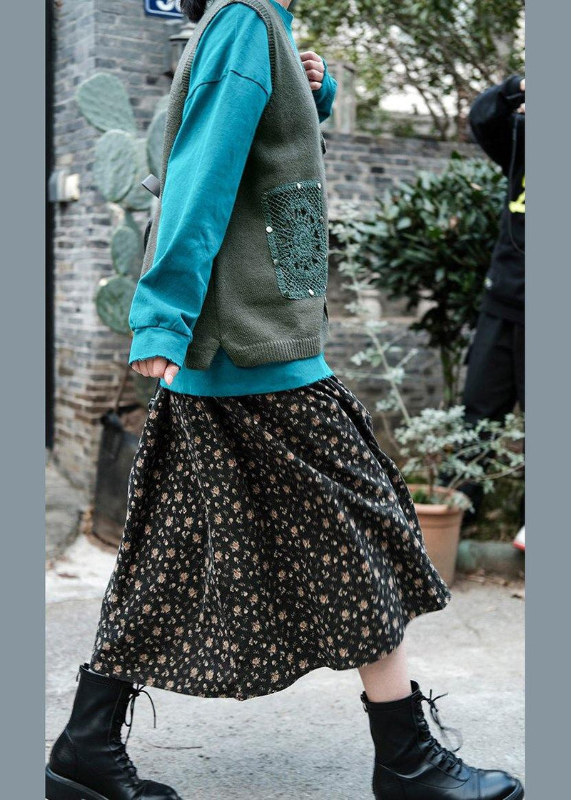 Aesthetic Green V Neck Button Down Sweaters