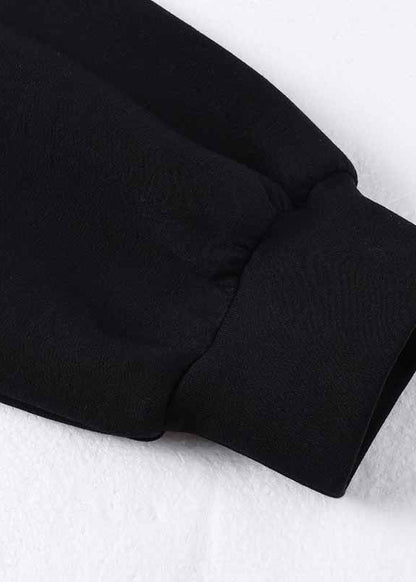 Black O Neck Patchwork Cotton Loose Sweatshirts Top Spring