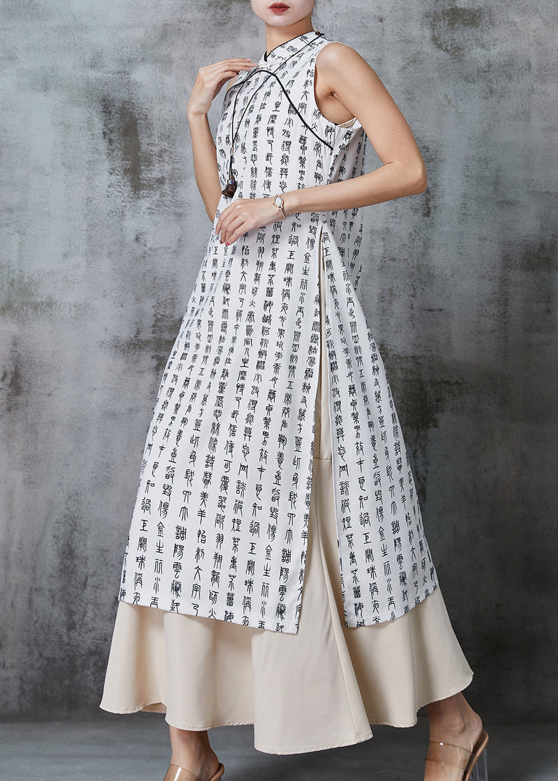 White Print Cotton Oriental Two Piece Set Clothing Summer
