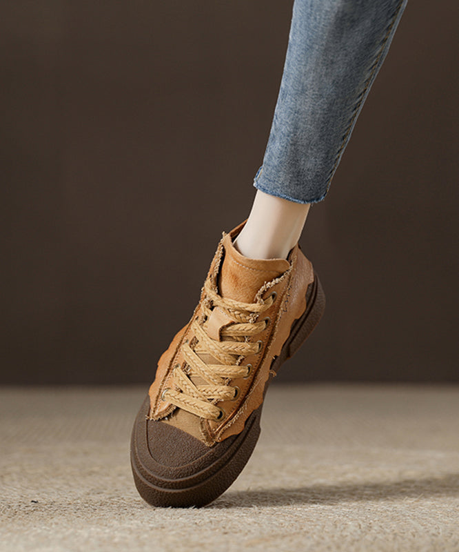 Yellow Splicing Platform Flats Shoes