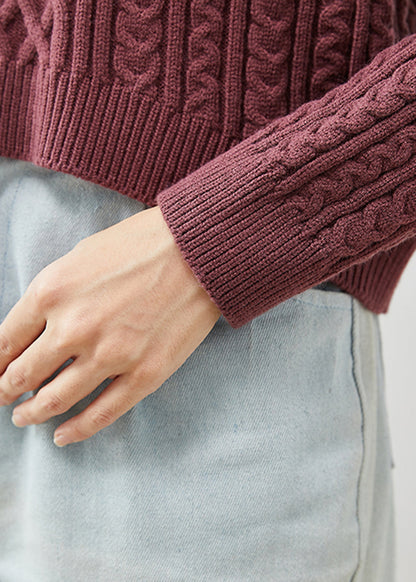 Purple Chunky Oversized Cable Knit Sweater Winter