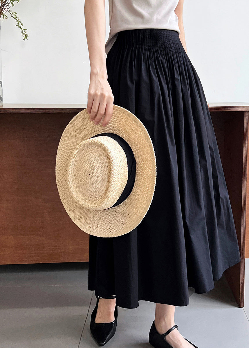 Natural Black High Waist Exra Large Hem Cotton Skirt Fall