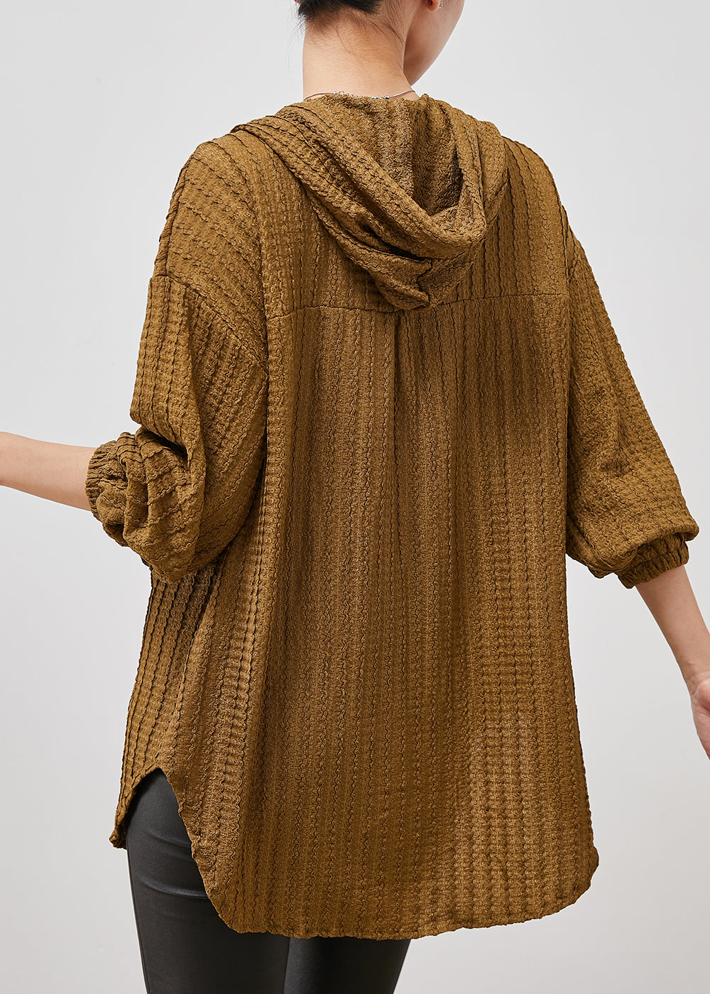 Yellow Hooded Cotton Blouses Spring