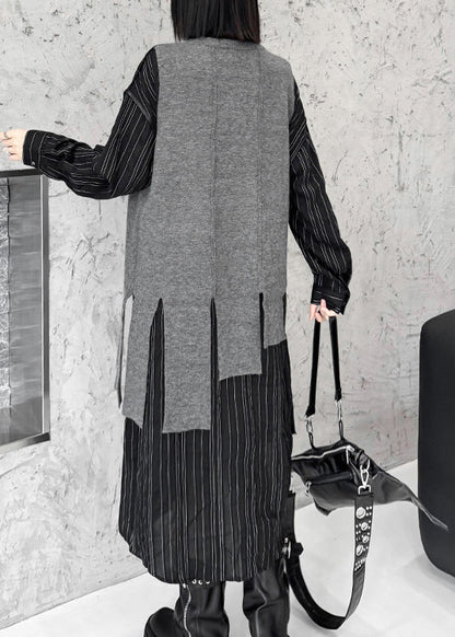 Style Grey O-neck Asymmetrical Knit Vest Sleeveless