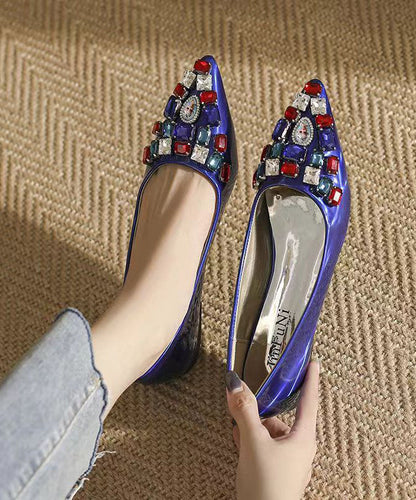 Pink Soft Comfy Pointed Toe Crystal Flat Feet Shoes