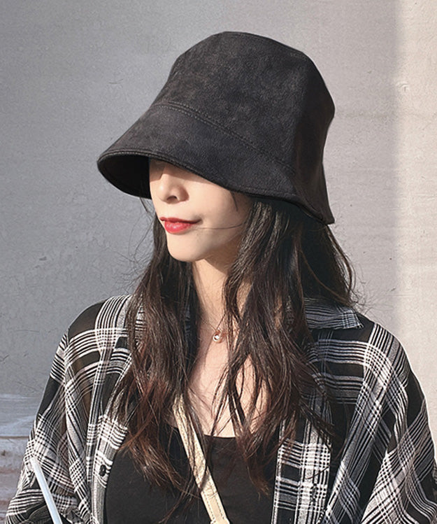 Black Patchwork Velour Cloche Hat