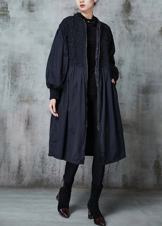 Black Oversized Wrinkled Duck Down Puffers Jackets Winter