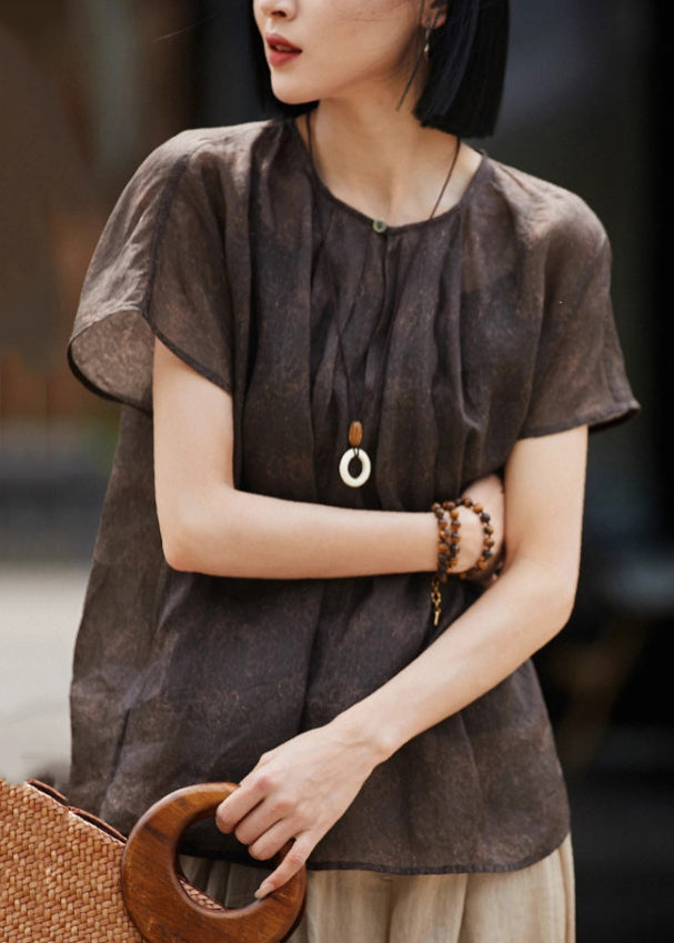 Brown Oversized Cotton Tank Tops Summer
