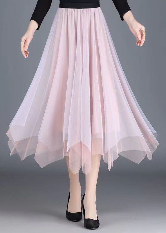 Black Grey Asymmetrical Wrinkled Tulle Skirt Spring