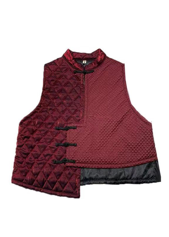 Grey Asymmetrical Patchwork Fine Cotton Filled Vest Sleeveless