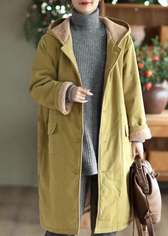 Light Green Oversized Fleece Wool Lined Coat Outwear Winter