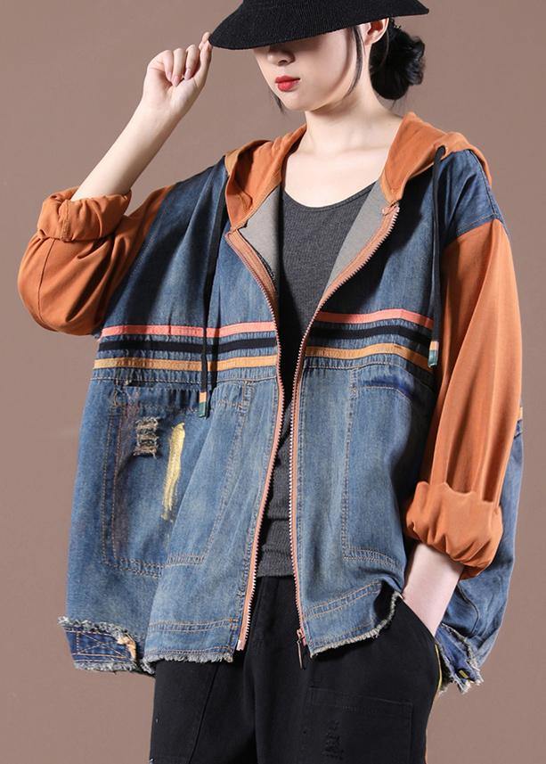 Orange Work Outfits Patchwork Spring Coats
