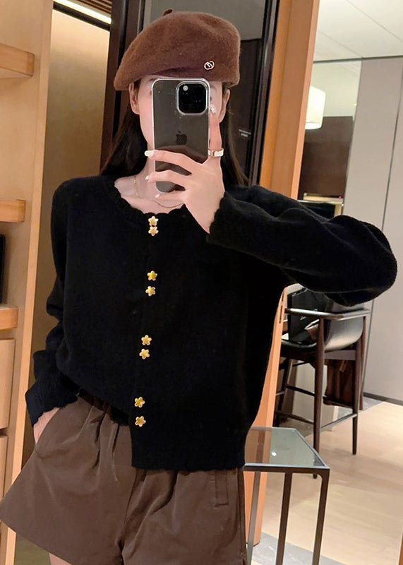 Red O Neck Button Knit Cardigan Coat Fall