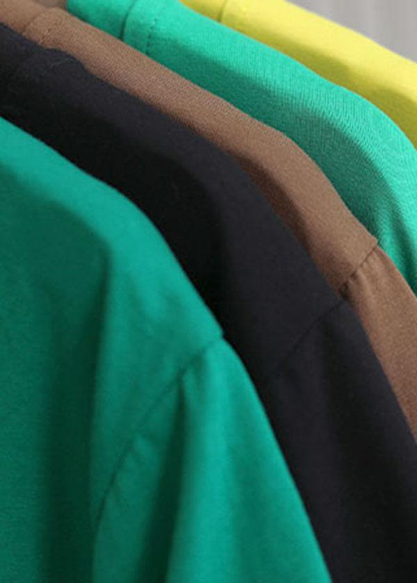 Black O-neck Cotton T Shirt Short Sleeve Summer