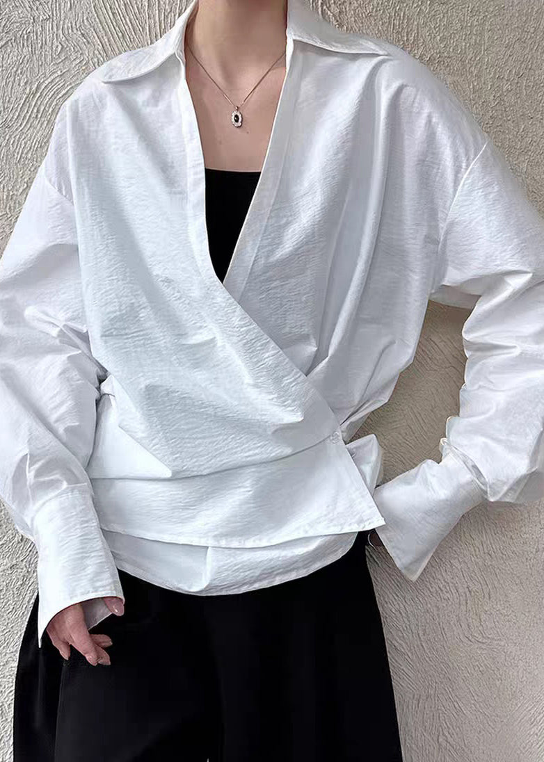 White Peter Pan Collar Shirt Lantern Sleeve