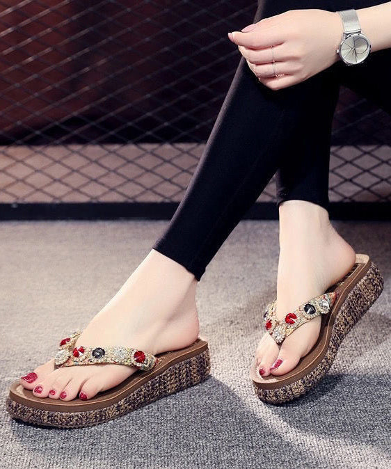 Splicing Wedge Brown Flip Flops Zircon
