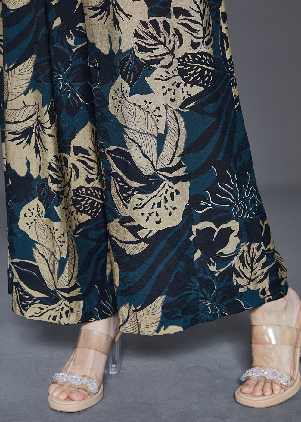 Diy Black Asymmetrical Print Chiffon Two Pieces Set Sleeveless