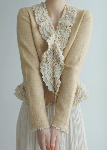 Yellow Ruffled Patchwork Cotton Jacket Fall