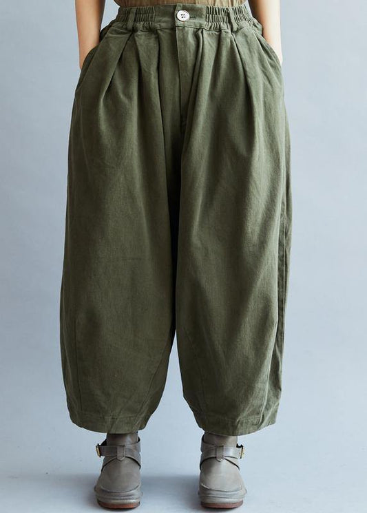 French Loose Trousers Arm Green Inspiration Elastic Waist Wild Pants