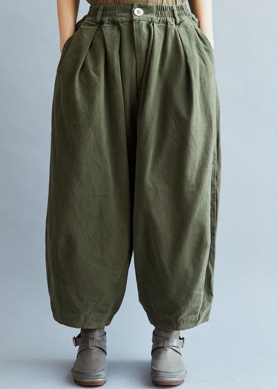 French Loose Trousers Arm Green Inspiration Elastic Waist Wild Pants