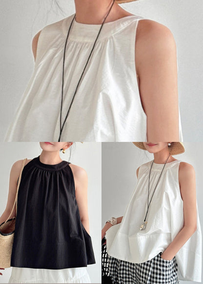 Black Cotton Shirt Cold Shoulder Sleeveless
