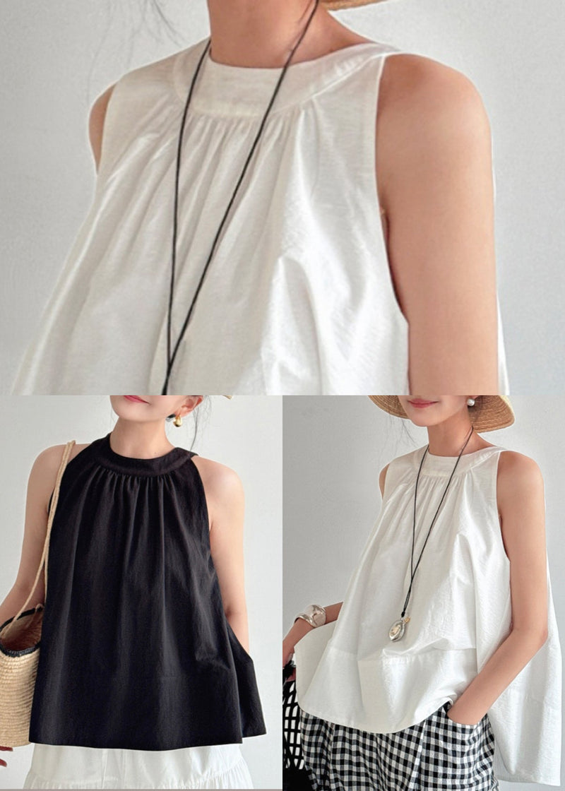 Black Cotton Shirt Cold Shoulder Sleeveless