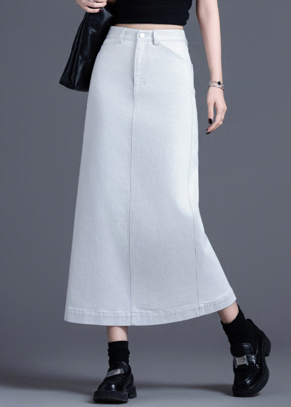 White Side Open Denim a Line Skirt Spring