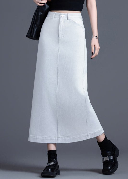 White Side Open Denim a Line Skirt Spring