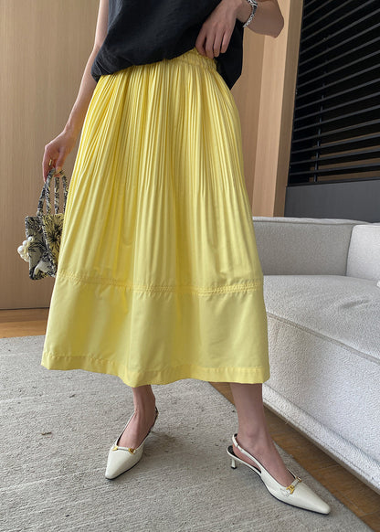 Yellow Ruffled High Waist Cotton Skirts Summer