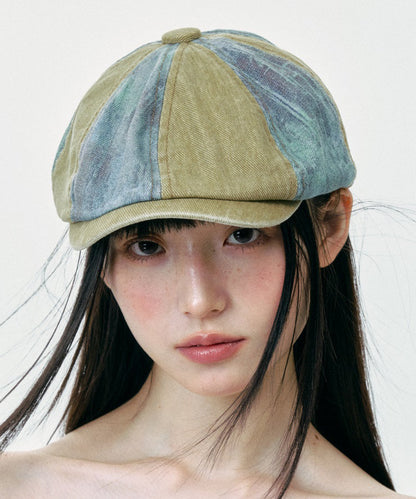 Colorblock Korean Version Denim Breton Hat
