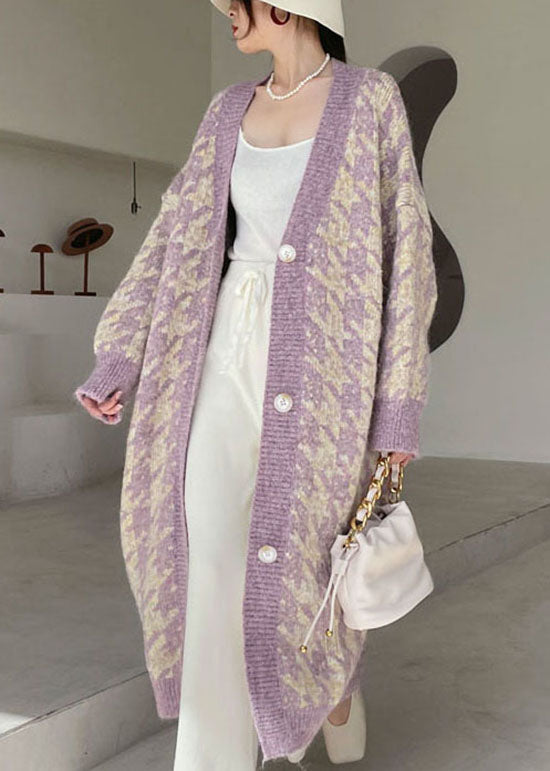 Purple Cozy Knit Cardigan Spring