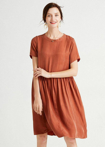 Yellow Loose Summer Short Sleeve Mid Dress