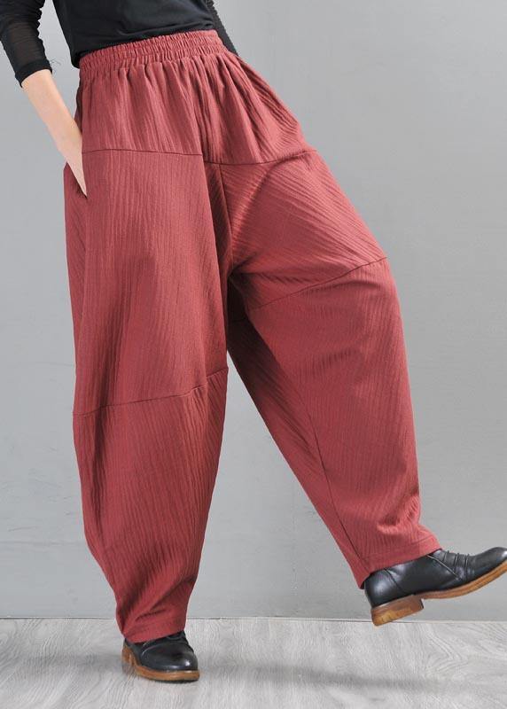 Red Cotton Linen Radish Trousers Pants Summer