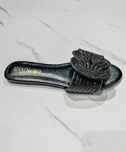 Summer Boutique Green Slide Sandals Zircon