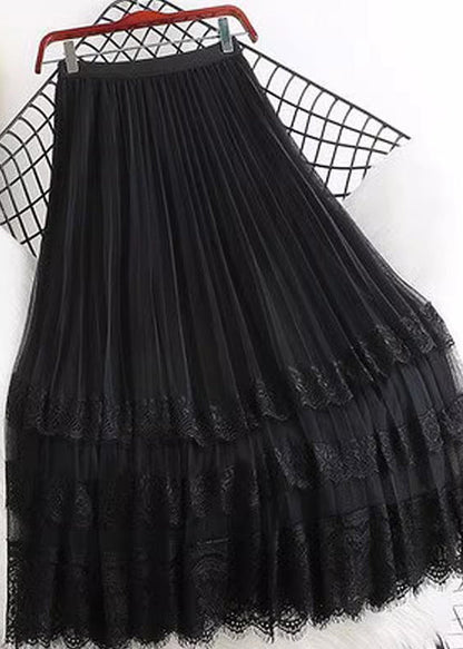Pink Tulle a Line Skirt Summer Lace Patchwork