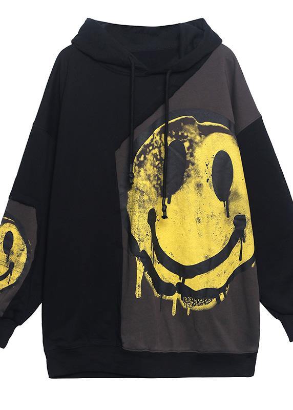Diy Hooded Patchwork Spring Clothes for Shirts Gray Print Tops