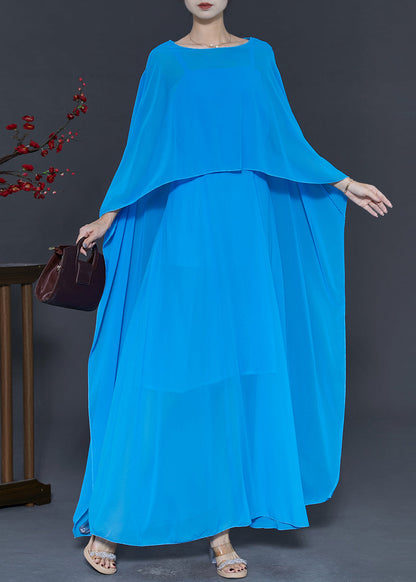 Blue Original Design Chiffon Two Pieces Set Fall