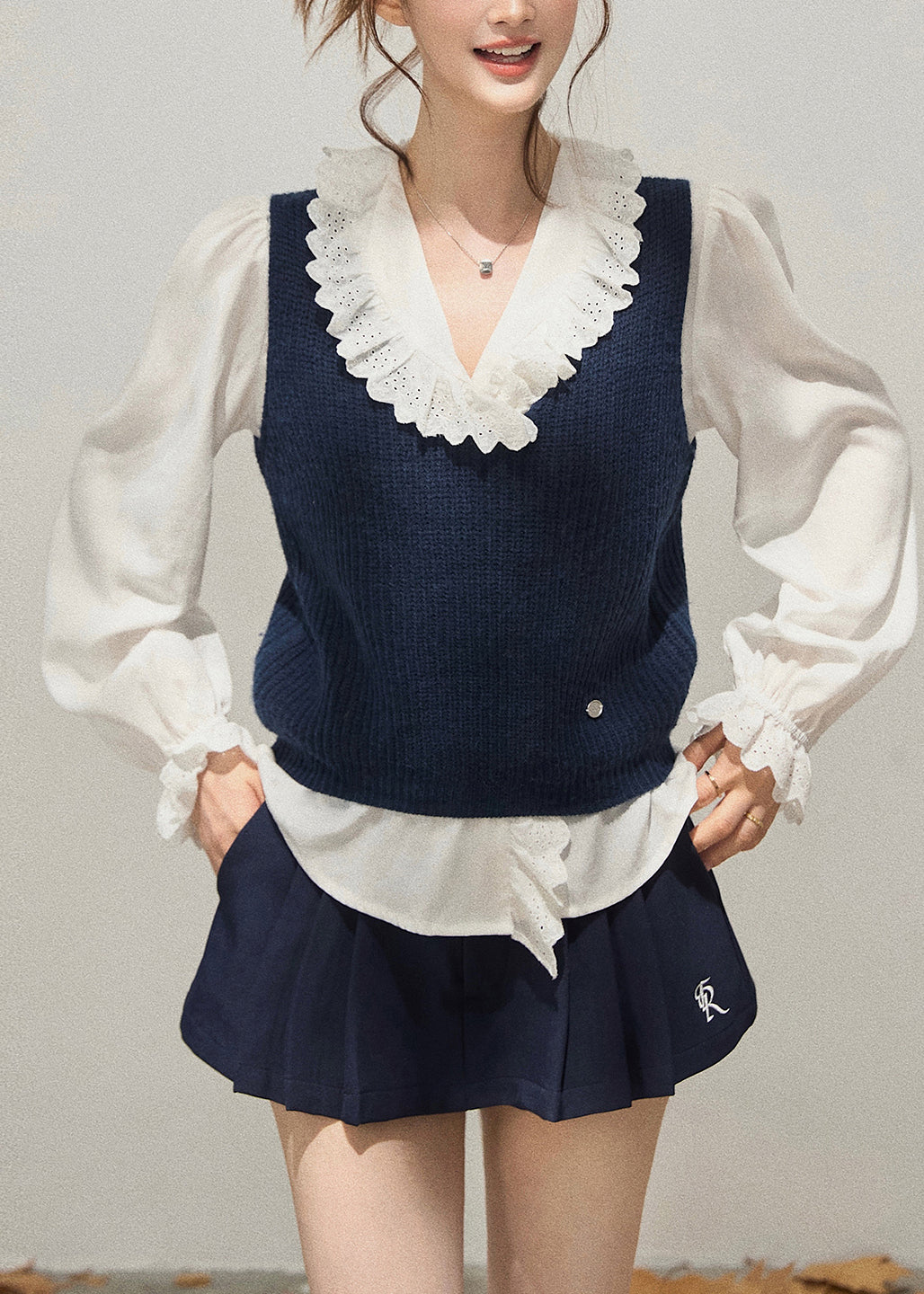 Classy Navy Thick Knit Vest Fall