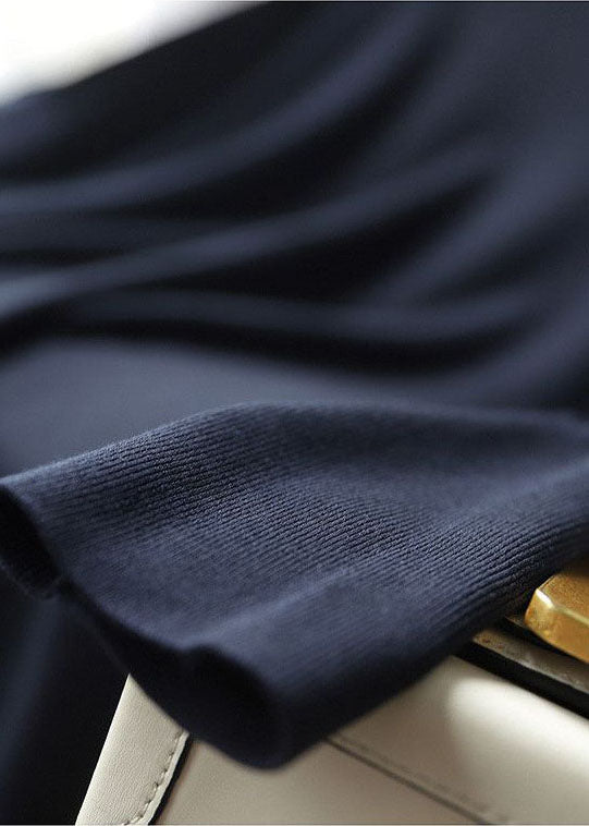 Navy O-neck Oversized Knit Top Batwing Sleeve
